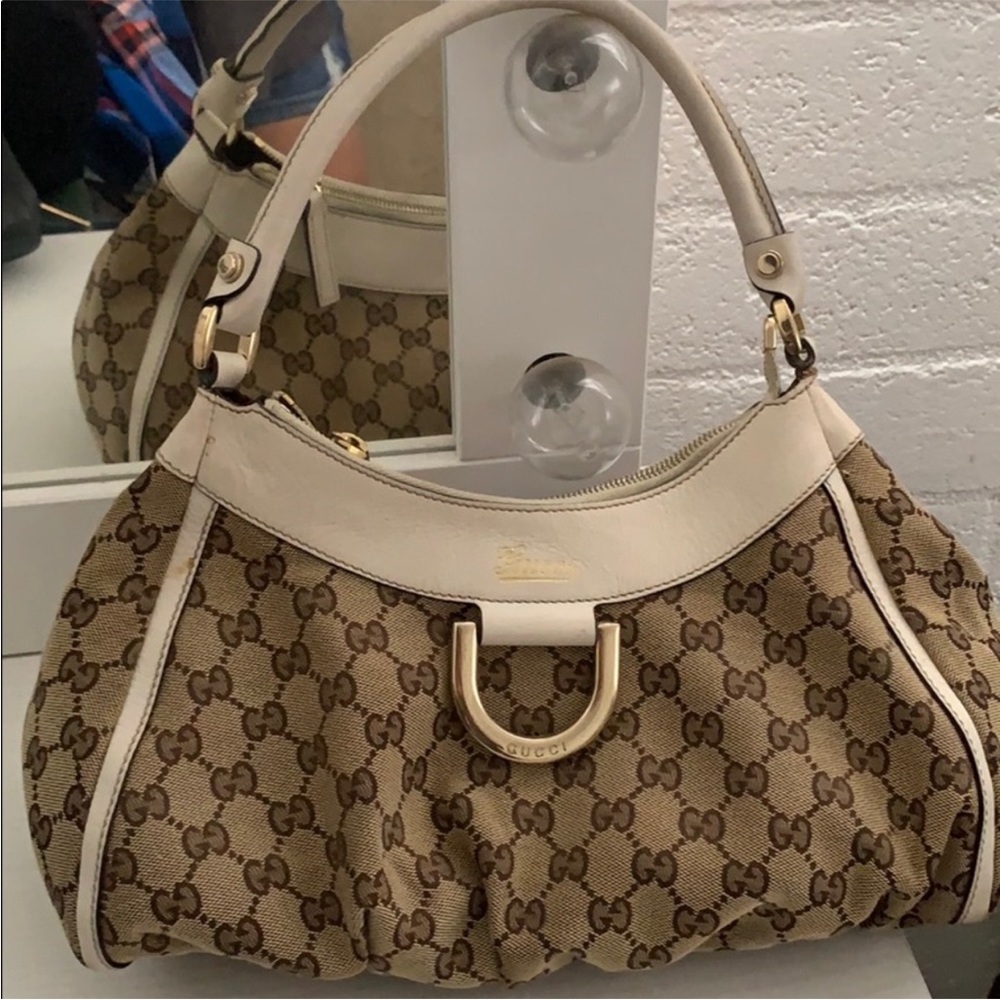 Original Gucci GG shoulder bag. Canvas D ring Abbey small